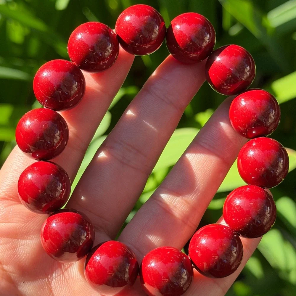 16mm‎ stretchable cinnabar bracelet 0872